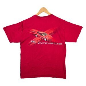 Vintage Corvette Red Mens T-shirt Size Large Y2K Cars